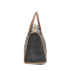 Handbag Vintage Boston Brown Honeycomb Coated Canvas