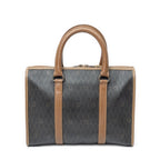 Handbag Vintage Boston Brown Honeycomb Coated Canvas