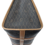 Handbag Vintage Boston Brown Honeycomb Coated Canvas