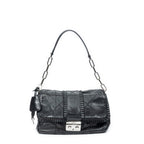 Shoulder Bag New Lock Ruffle Flap Black Cannage Lambskin Leather