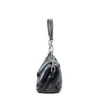Shoulder Bag New Lock Ruffle Flap Black Cannage Lambskin Leather