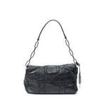 Shoulder Bag New Lock Ruffle Flap Black Cannage Lambskin Leather