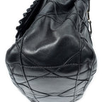 Shoulder Bag New Lock Ruffle Flap Black Cannage Lambskin Leather