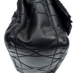 Shoulder Bag New Lock Ruffle Flap Black Cannage Lambskin Leather