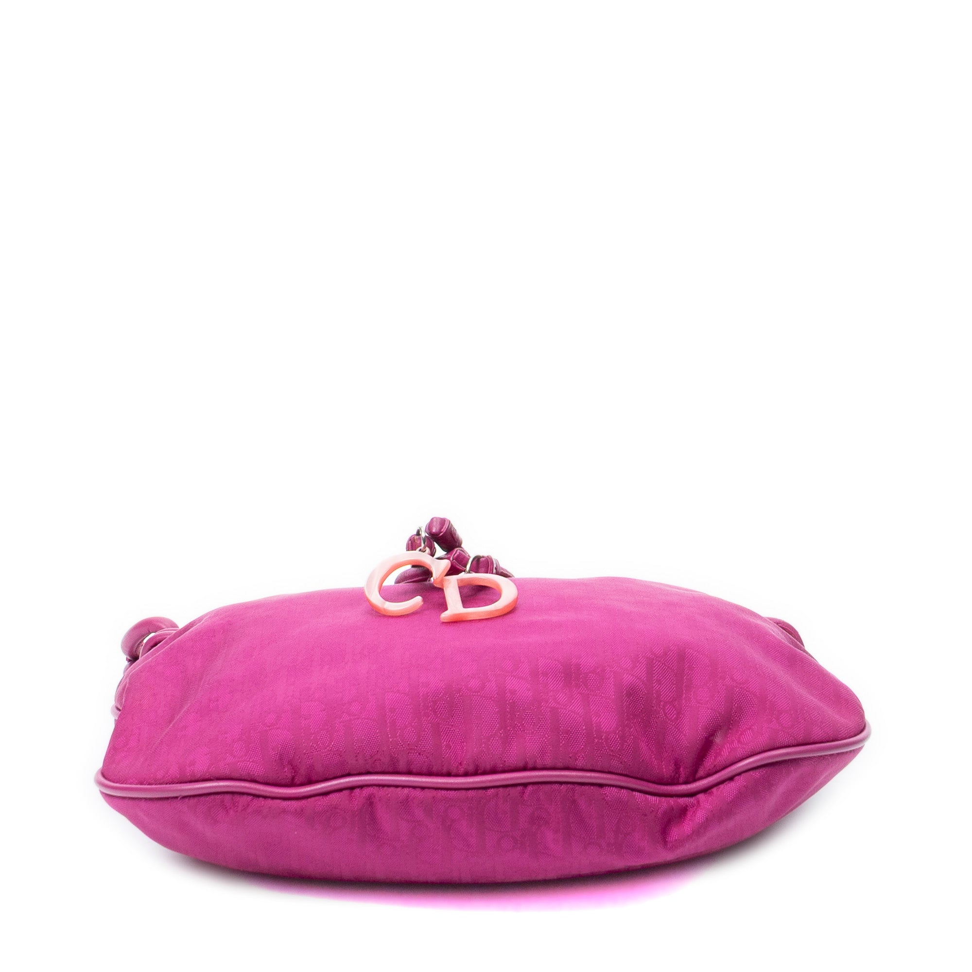 Shoulder Bag Bow Charm Hobo Magenta Diorissimo Canvas