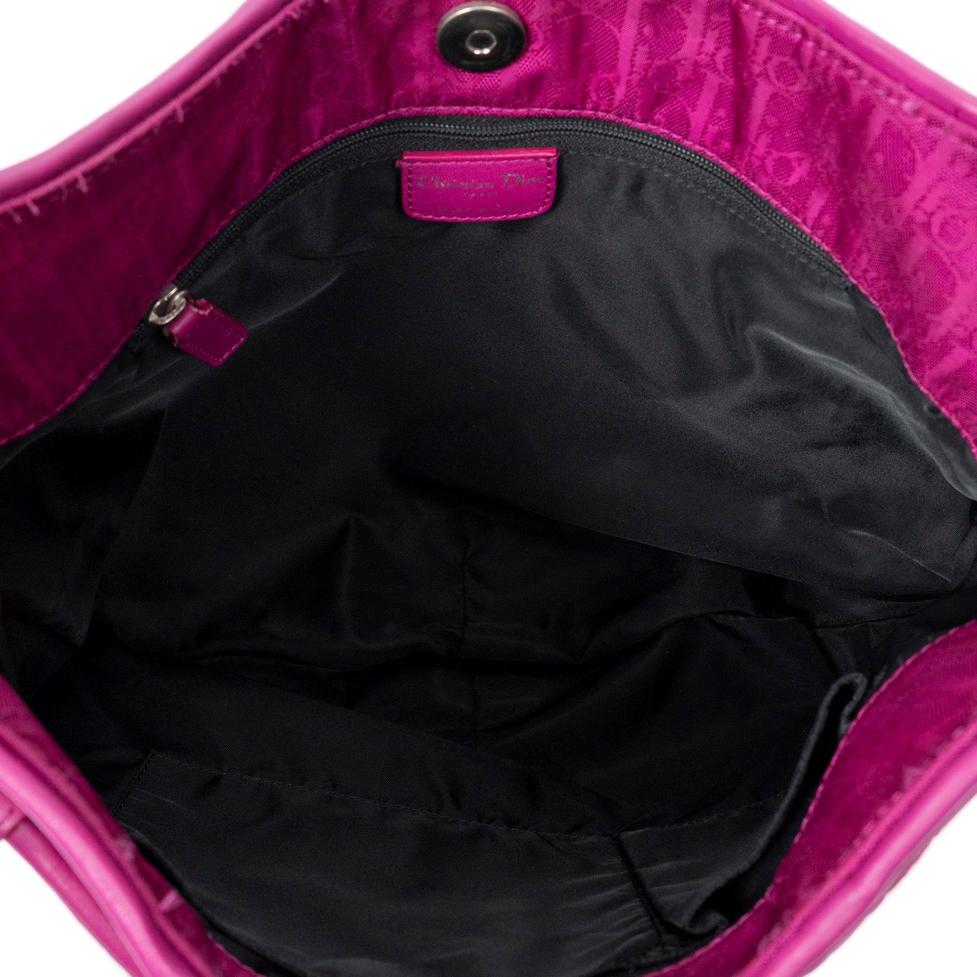 Shoulder Bag Bow Charm Hobo Magenta Diorissimo Canvas