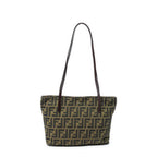 Shoulder Bag Zip Tote Brown Zucca Canvas