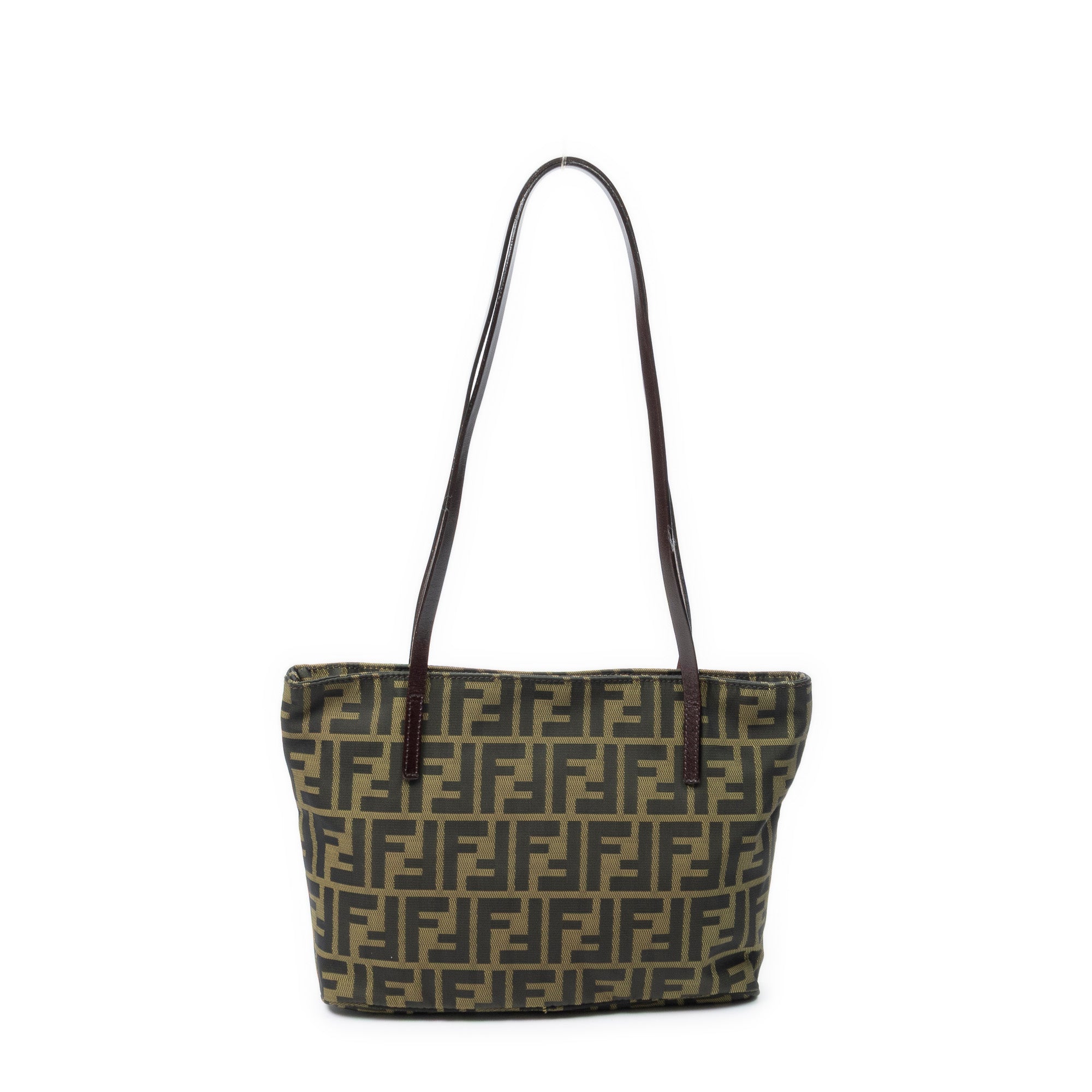 Shoulder Bag Zip Tote Brown Zucca Canvas