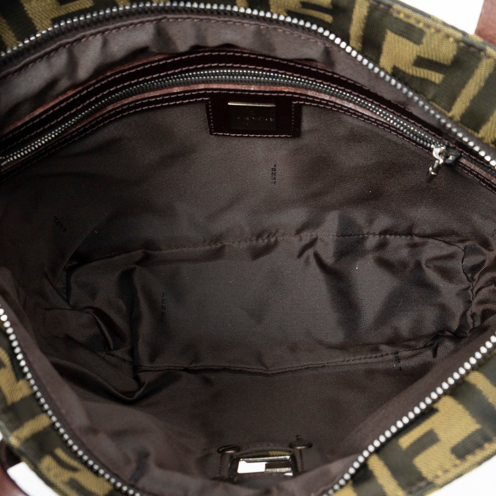 Shoulder Bag Zip Tote Brown Zucca Canvas