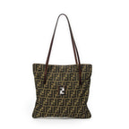 Shoulder Bag Square Tote Brown Zucca Canvas