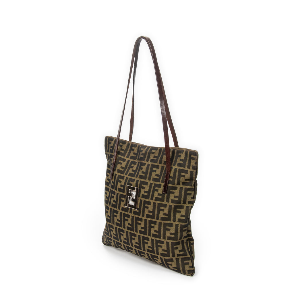 Shoulder Bag Square Tote Brown Zucca Canvas