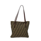 Shoulder Bag Square Tote Brown Zucca Canvas