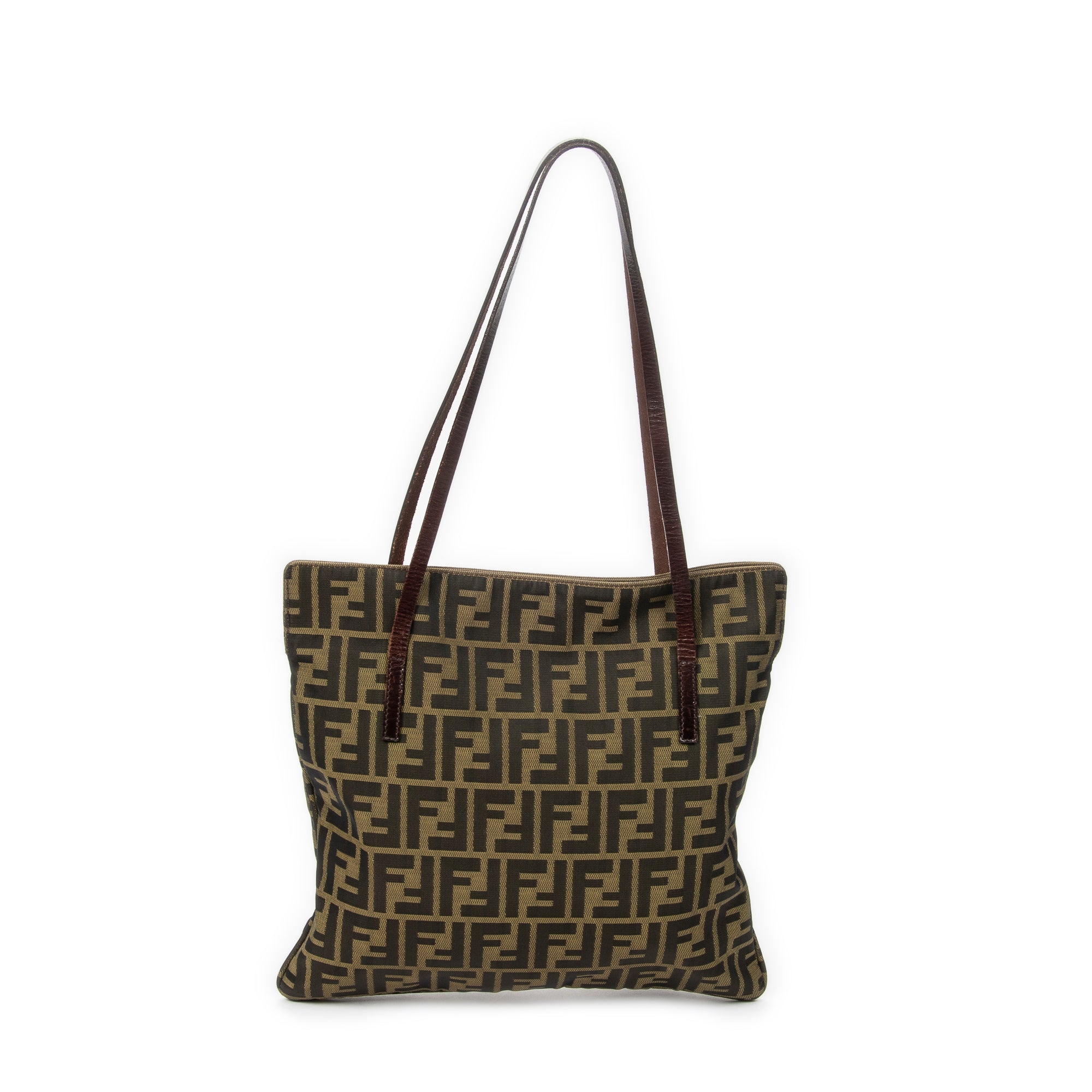 Shoulder Bag Square Tote Brown Zucca Canvas