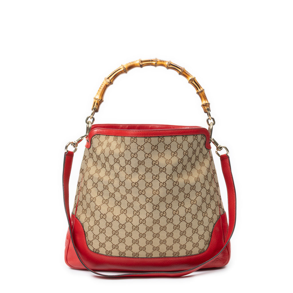 Shoulder Bag Medium Diana Bamboo Hobo Beige Monogrammed Canvas