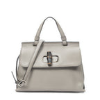 Shoulder Bag Small Bamboo Daily Top Handle Grey Grained Calfskin Leather