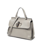Shoulder Bag Small Bamboo Daily Top Handle Grey Grained Calfskin Leather