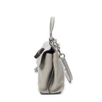 Shoulder Bag Small Bamboo Daily Top Handle Grey Grained Calfskin Leather