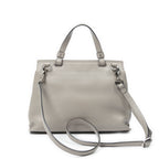 Shoulder Bag Small Bamboo Daily Top Handle Grey Grained Calfskin Leather
