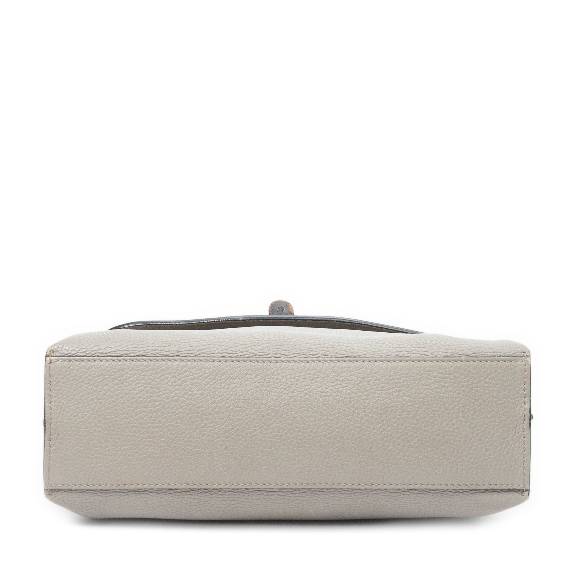 Shoulder Bag Small Bamboo Daily Top Handle Grey Grained Calfskin Leather