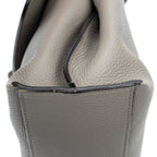 Shoulder Bag Small Bamboo Daily Top Handle Grey Grained Calfskin Leather