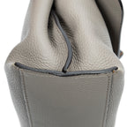 Shoulder Bag Small Bamboo Daily Top Handle Grey Grained Calfskin Leather