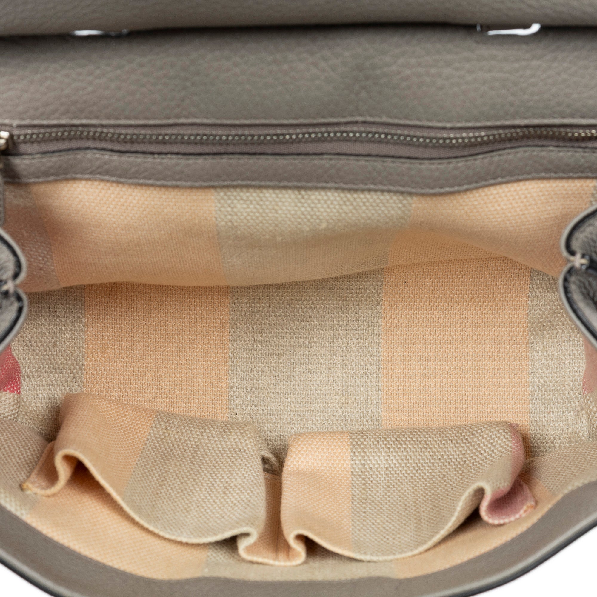 Shoulder Bag Small Bamboo Daily Top Handle Grey Grained Calfskin Leather