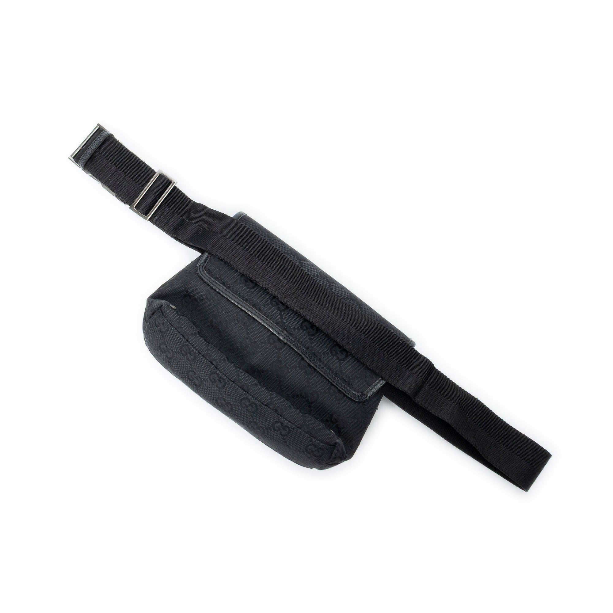 Shoulder Bag Small Waist Pouch Black Monogrammed Canvas