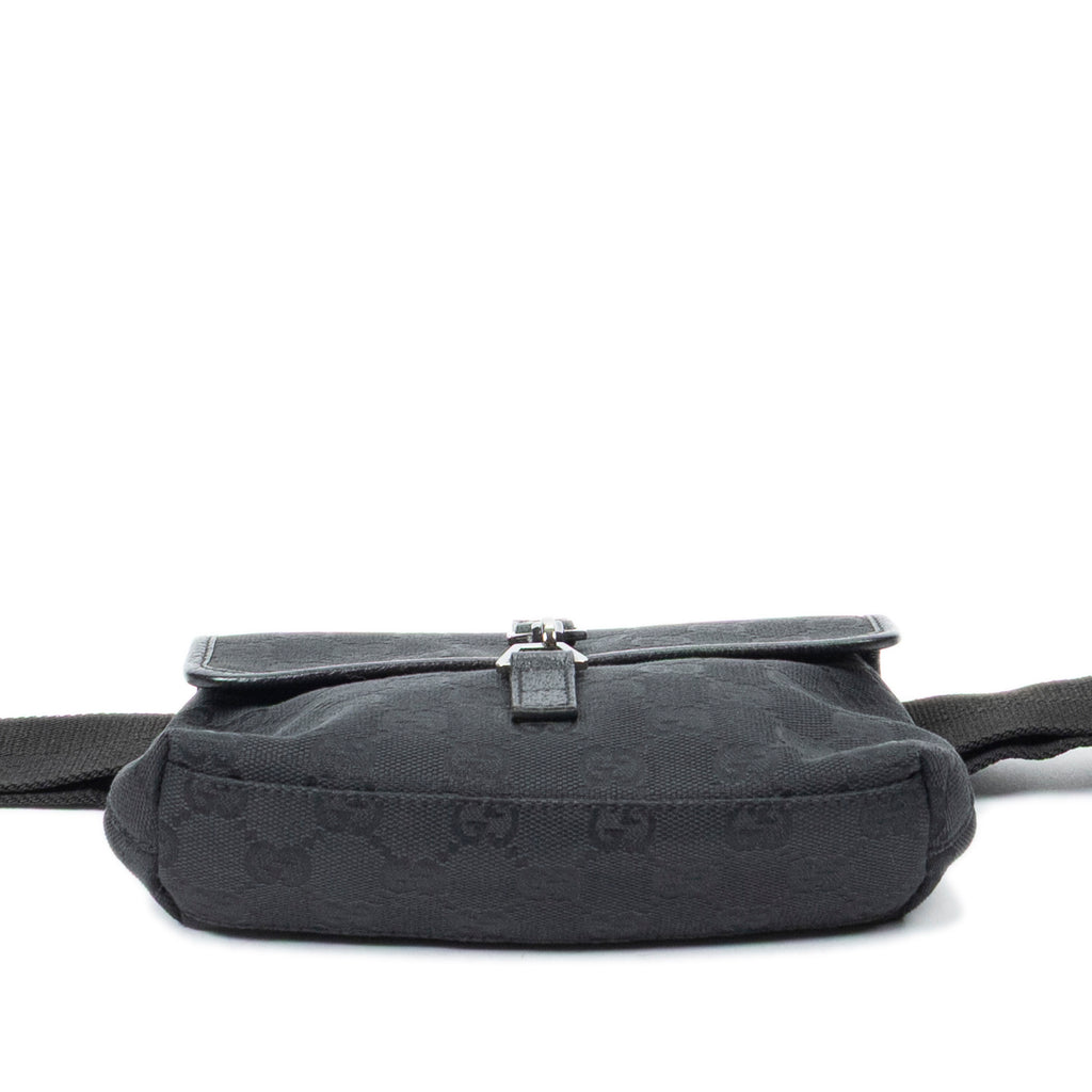Shoulder Bag Small Waist Pouch Black Monogrammed Canvas