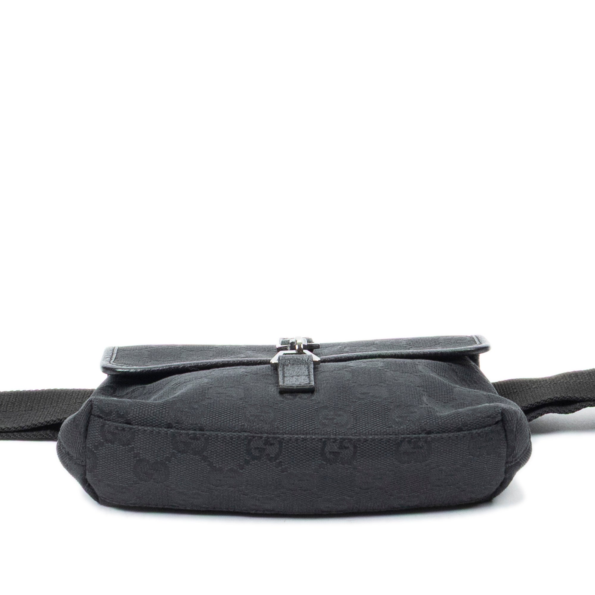 Shoulder Bag Small Waist Pouch Black Monogrammed Canvas