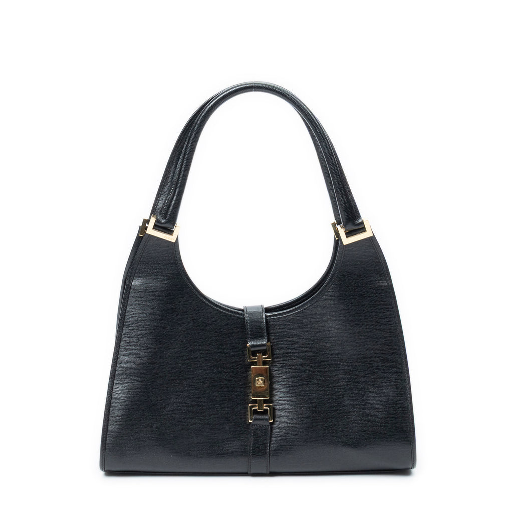 Shoulder Bag Jackie Bardot Tote Black Textured Calfskin Leather