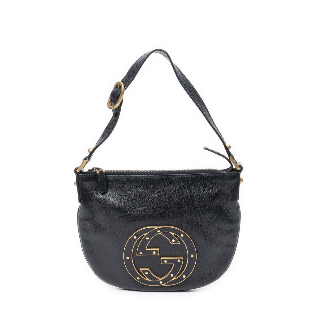 Shoulder Bag Blondie Hobo Black Textured Calfskin Leather