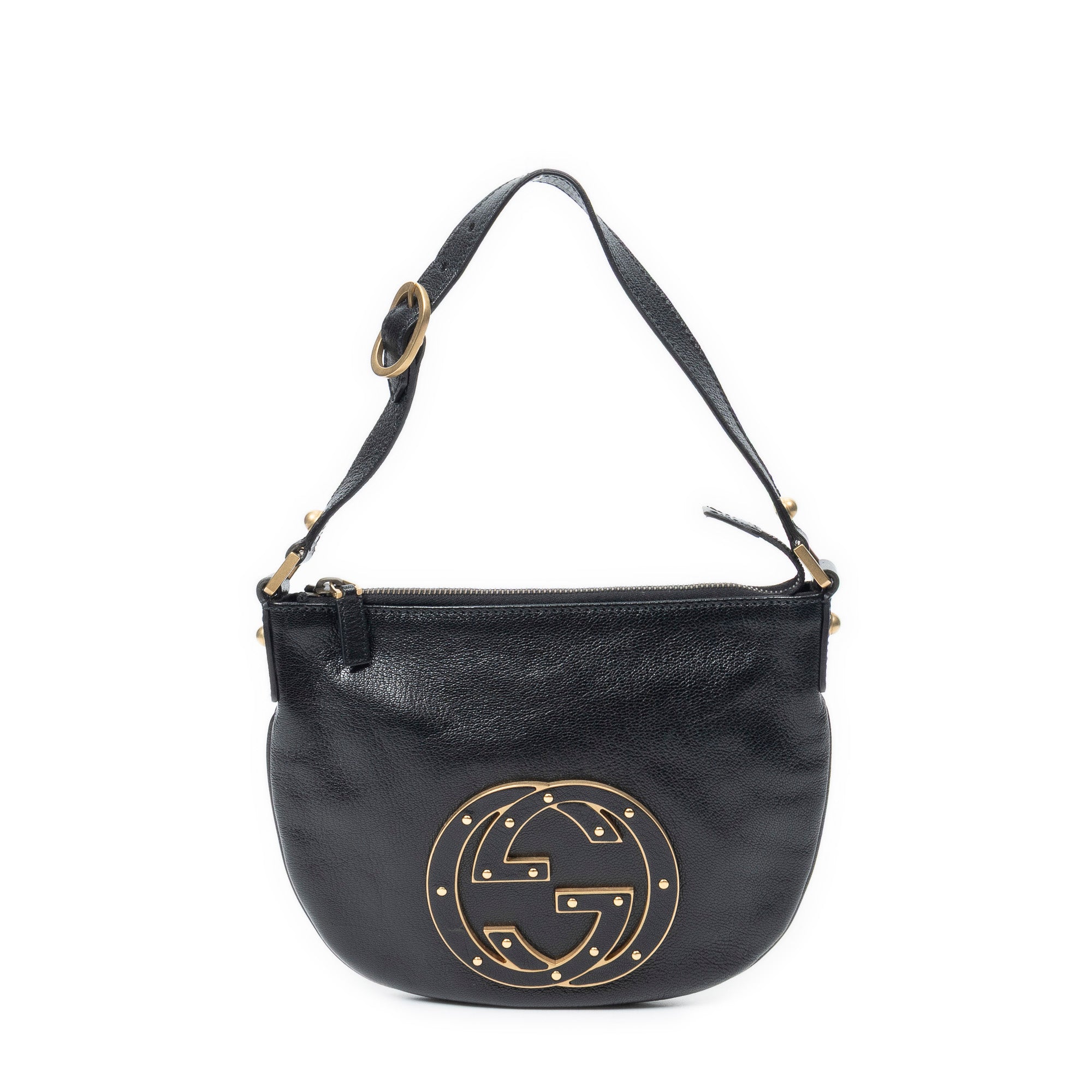 Shoulder Bag Blondie Hobo Black Textured Calfskin Leather