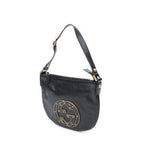 Shoulder Bag Blondie Hobo Black Textured Calfskin Leather