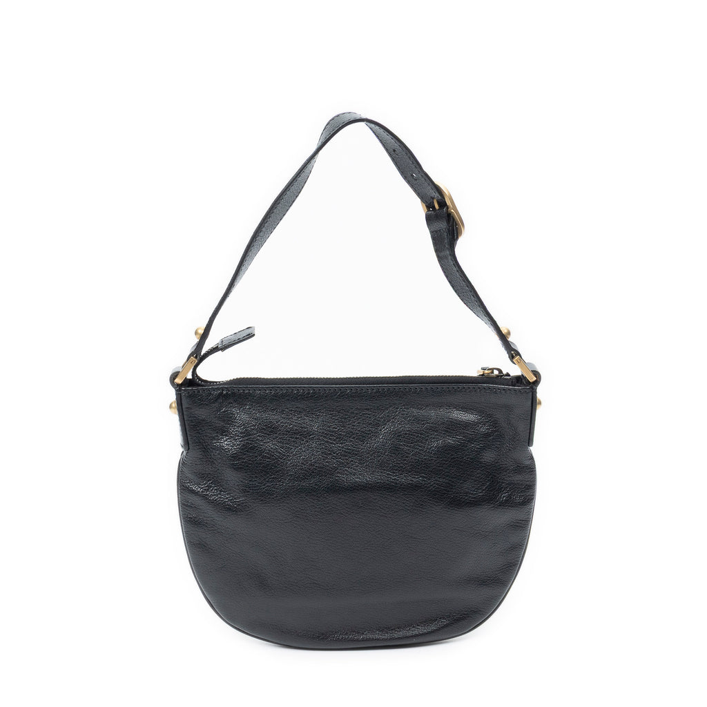 Shoulder Bag Blondie Hobo Black Textured Calfskin Leather