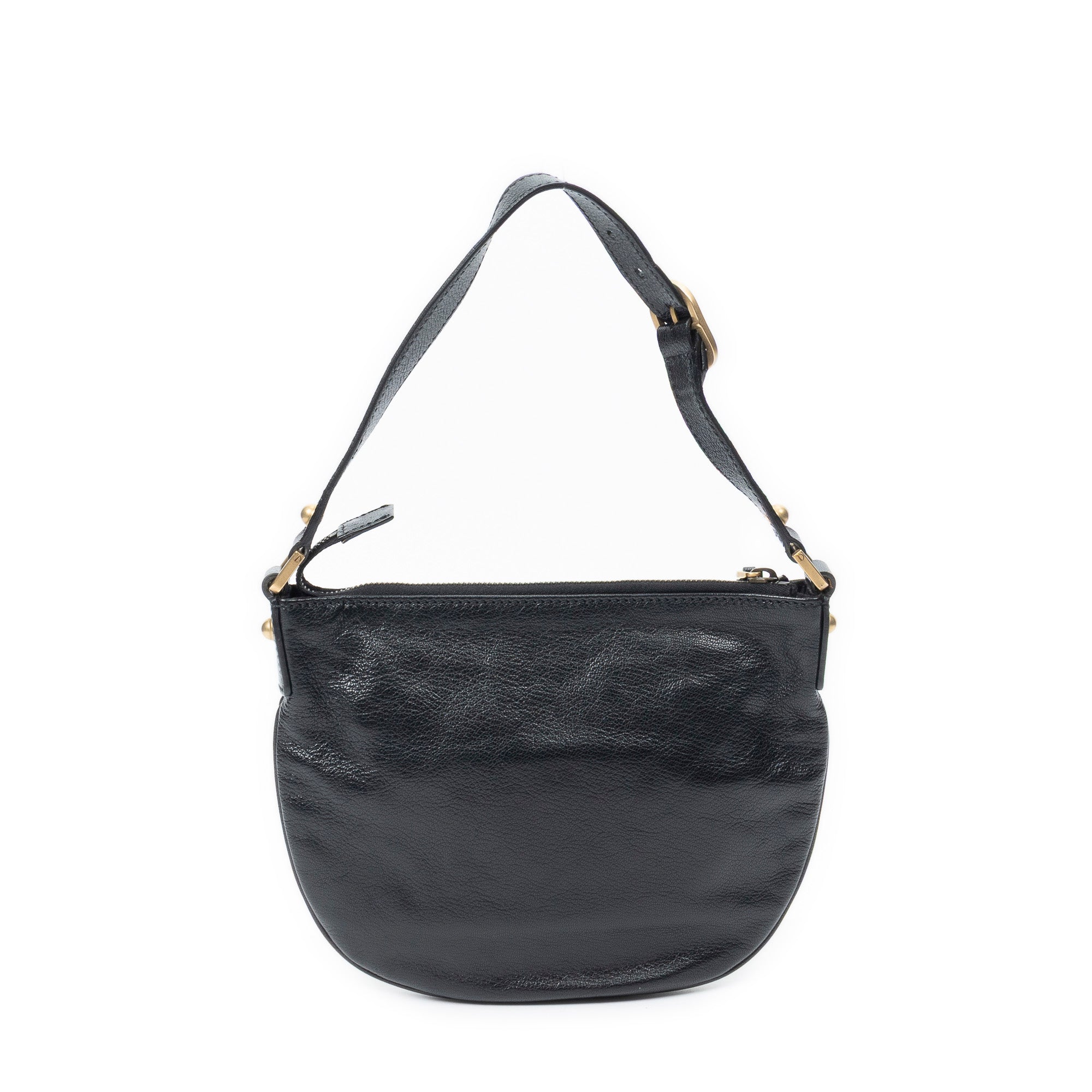 Shoulder Bag Blondie Hobo Black Textured Calfskin Leather