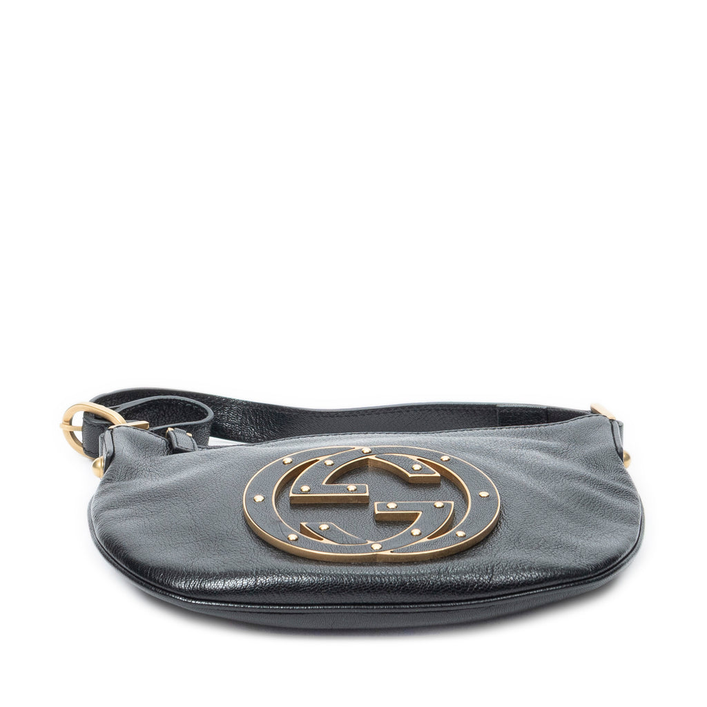 Shoulder Bag Blondie Hobo Black Textured Calfskin Leather