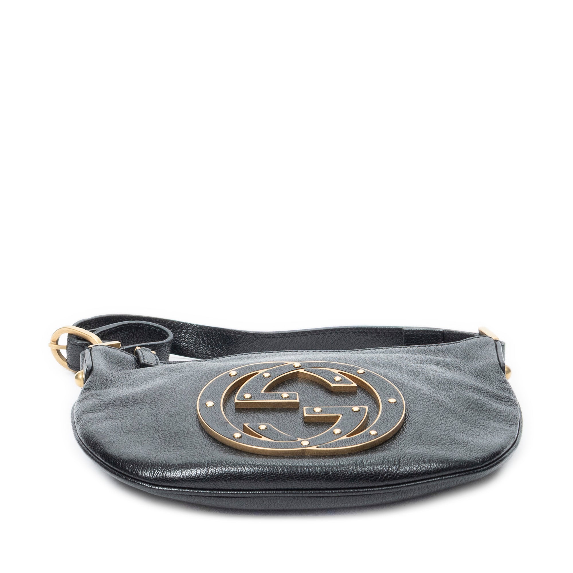 Shoulder Bag Blondie Hobo Black Textured Calfskin Leather
