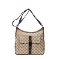 Shoulder Bag Front Buckle Messenger Beige Monogrammed Canvas