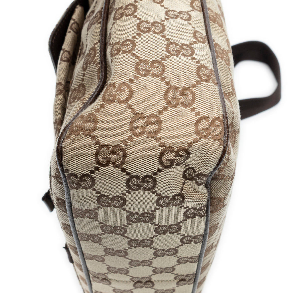 Shoulder Bag Front Buckle Messenger Beige Monogrammed Canvas