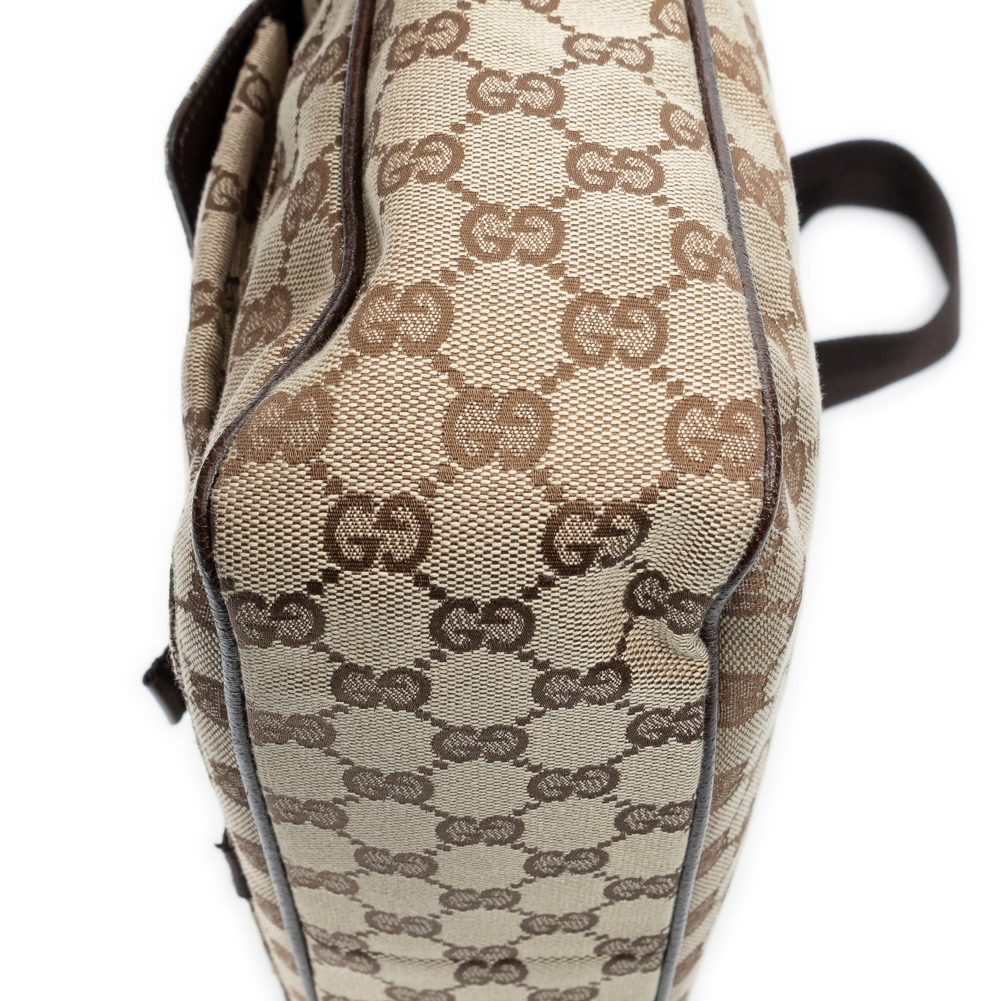 Shoulder Bag Front Buckle Messenger Beige Monogrammed Canvas
