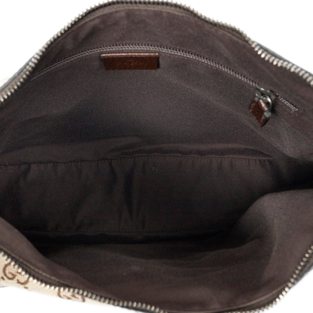 Shoulder Bag Front Buckle Messenger Beige Monogrammed Canvas