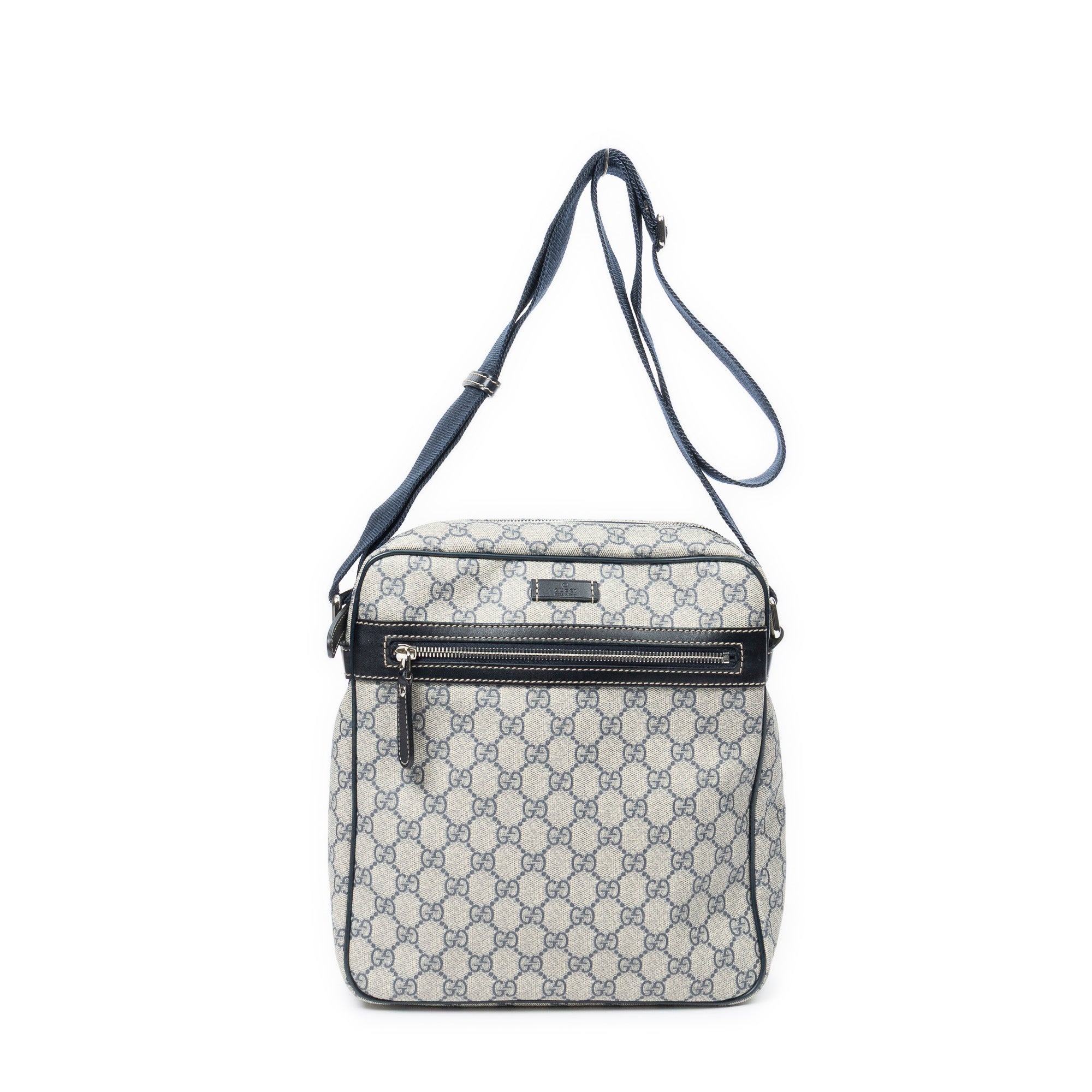 Shoulder Bag Front Zip Messenger Grey Supreme Coated Canvas