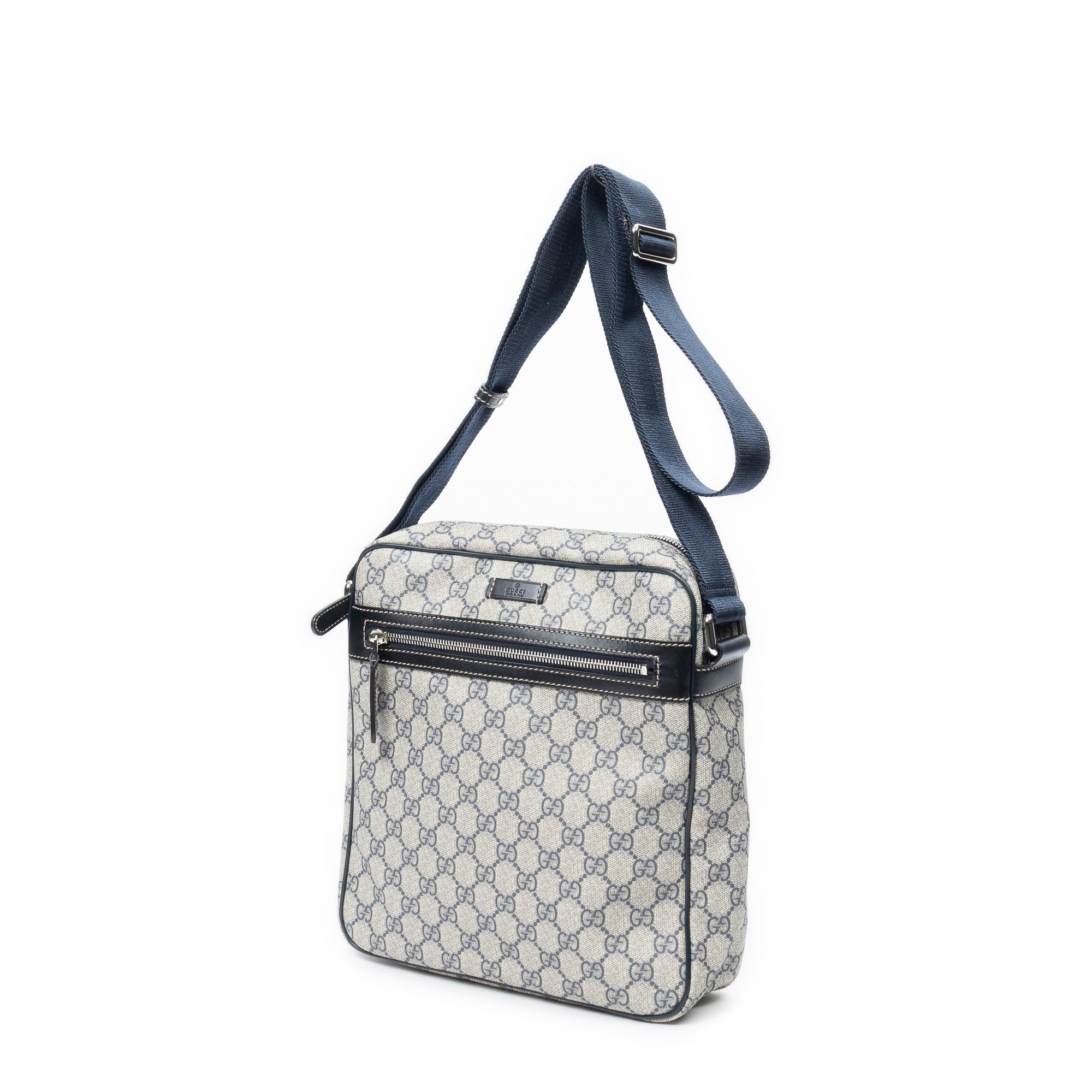 Bolso de hombro con cremallera frontal, estilo bandolera, de lona revestida gris Supreme