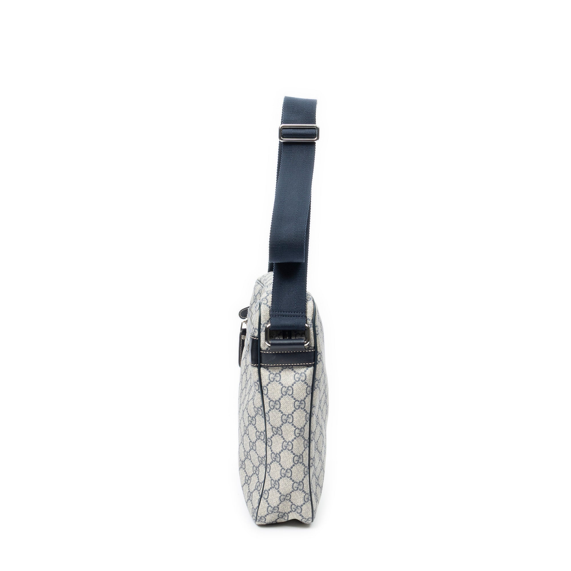 Shoulder Bag Front Zip Messenger Grey Supreme Coated Canvas