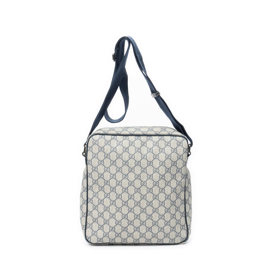 Sac Bandoulière Messenger Zippé Devant Gris Supreme Toile Enduite