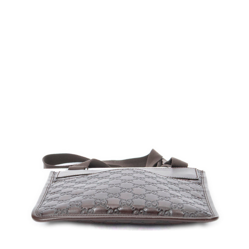 Shoulder Bag Small Flat Messenger Brown Guccissima Leather