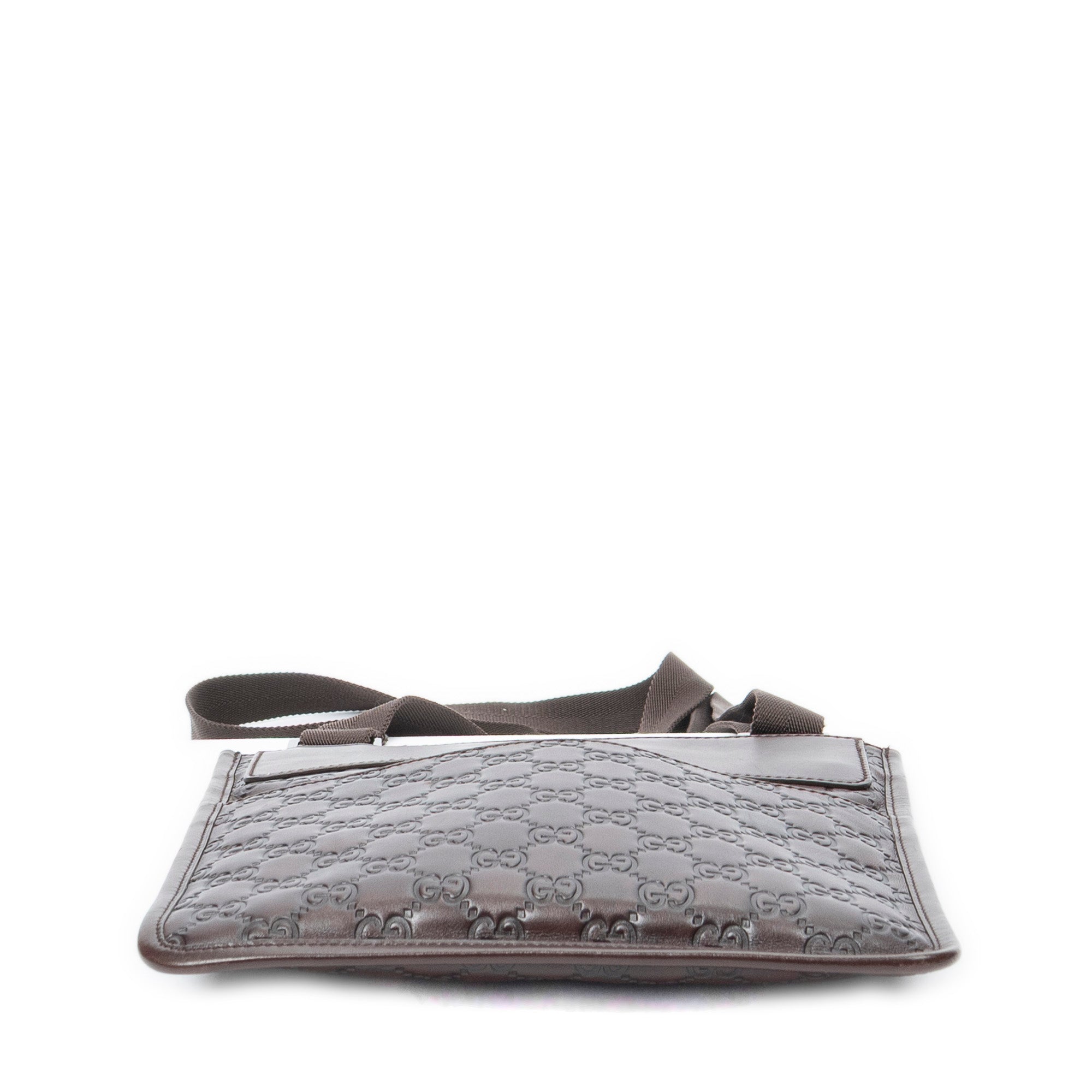 Shoulder Bag Small Flat Messenger Brown Guccissima Leather
