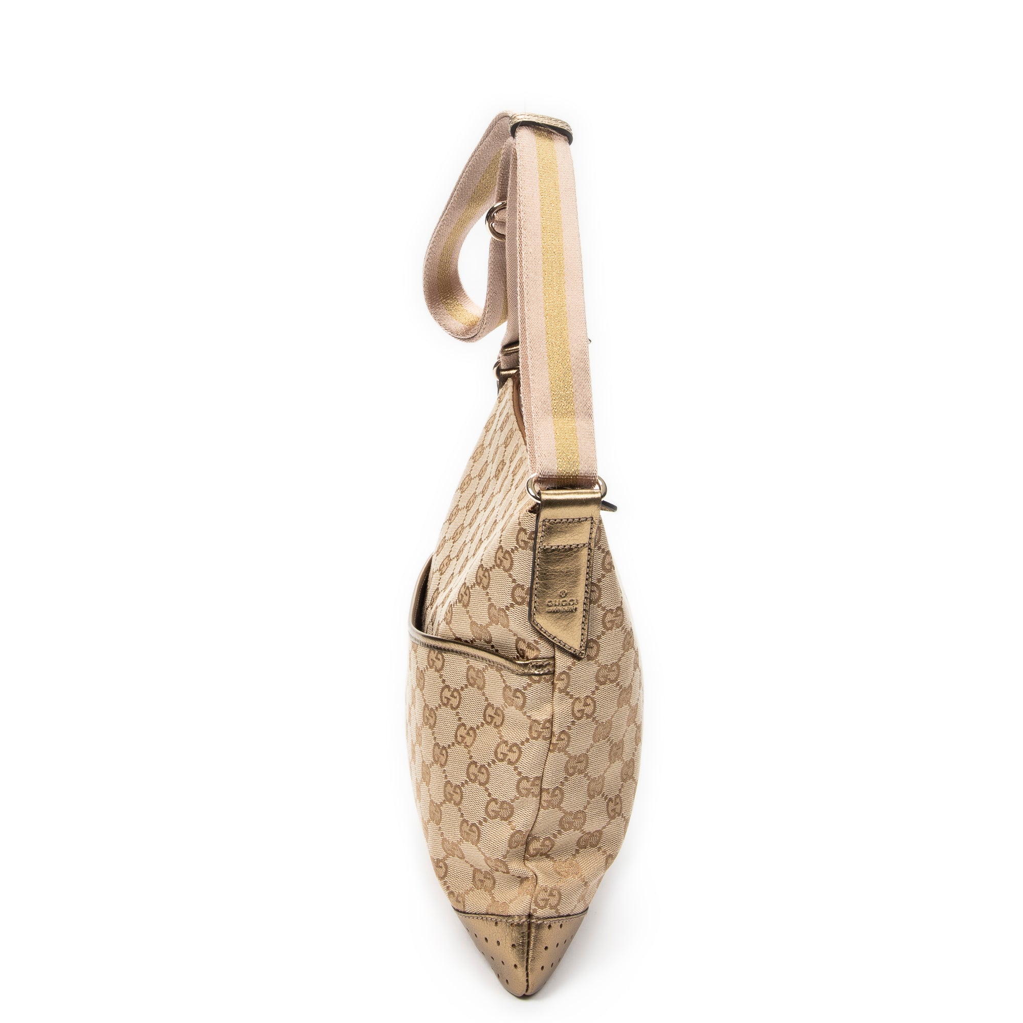 Bolso bandolera mediano de lona con monograma beige
