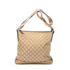 Bolso bandolera mediano de lona con monograma beige