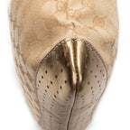 Bolso bandolera mediano de lona con monograma beige